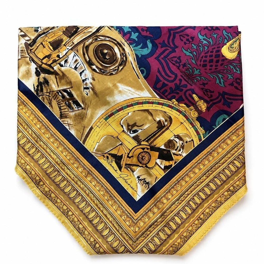 Ginnie Johansson 100% Silk Scarf 35x35 Equestrian Nautical Travel Square Vintage